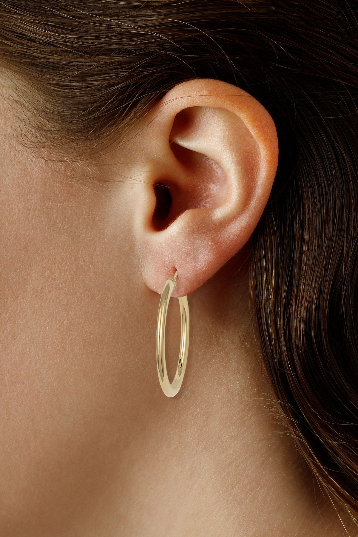 Flat hoop 14kt yellow gold earrings