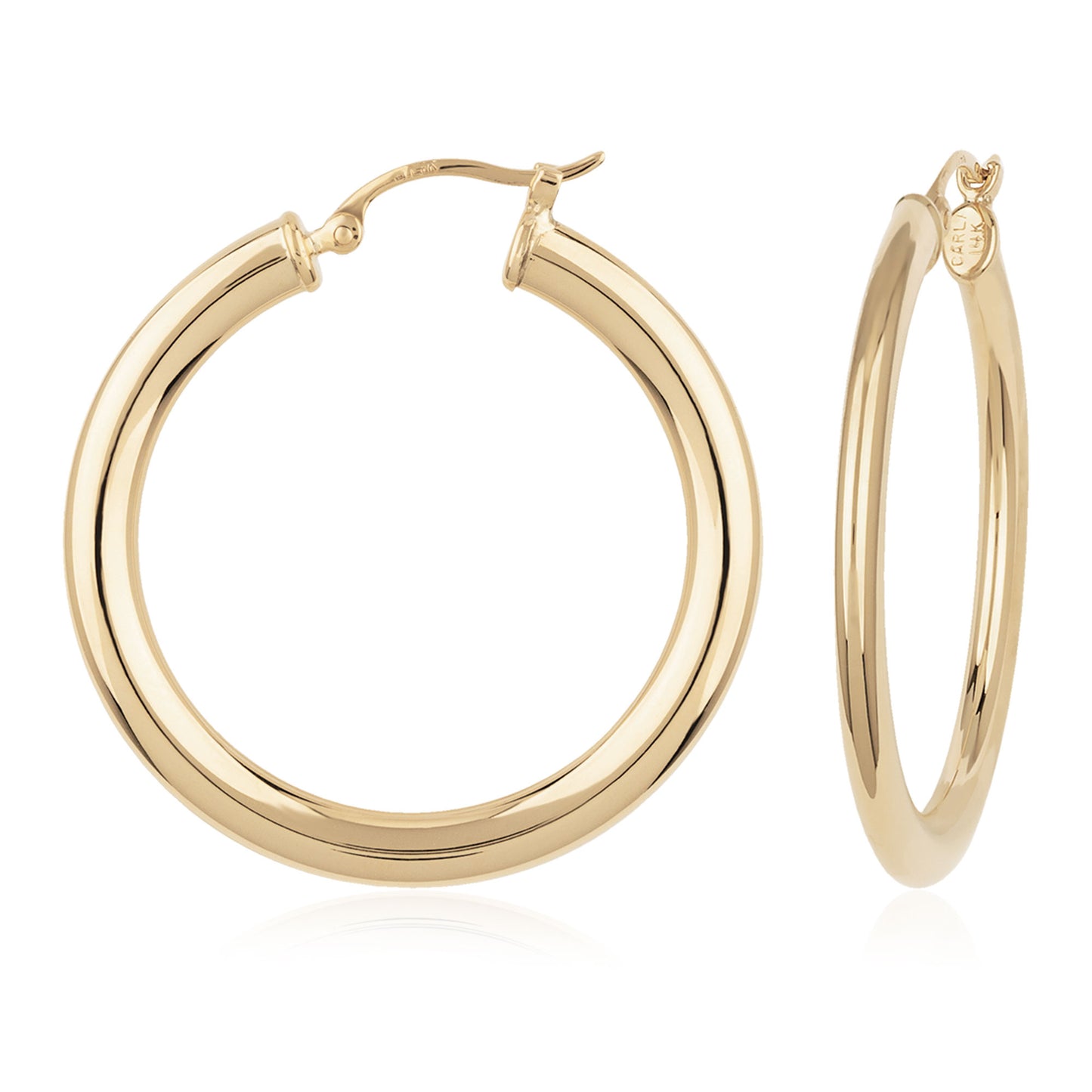 Flat hoop 14kt yellow gold earrings