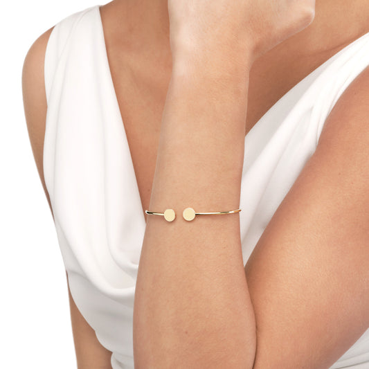 OPEN DISC YELLOW GOLD CUFF BANGLE