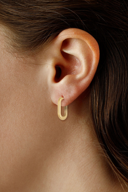 14kt yellow gold medium flat oval hoops