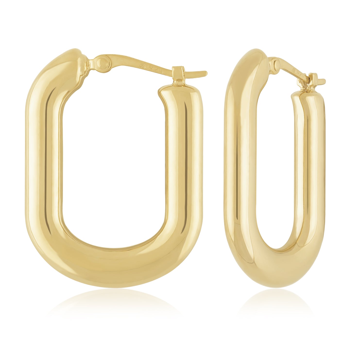 14kt yellow gold medium flat oval hoops