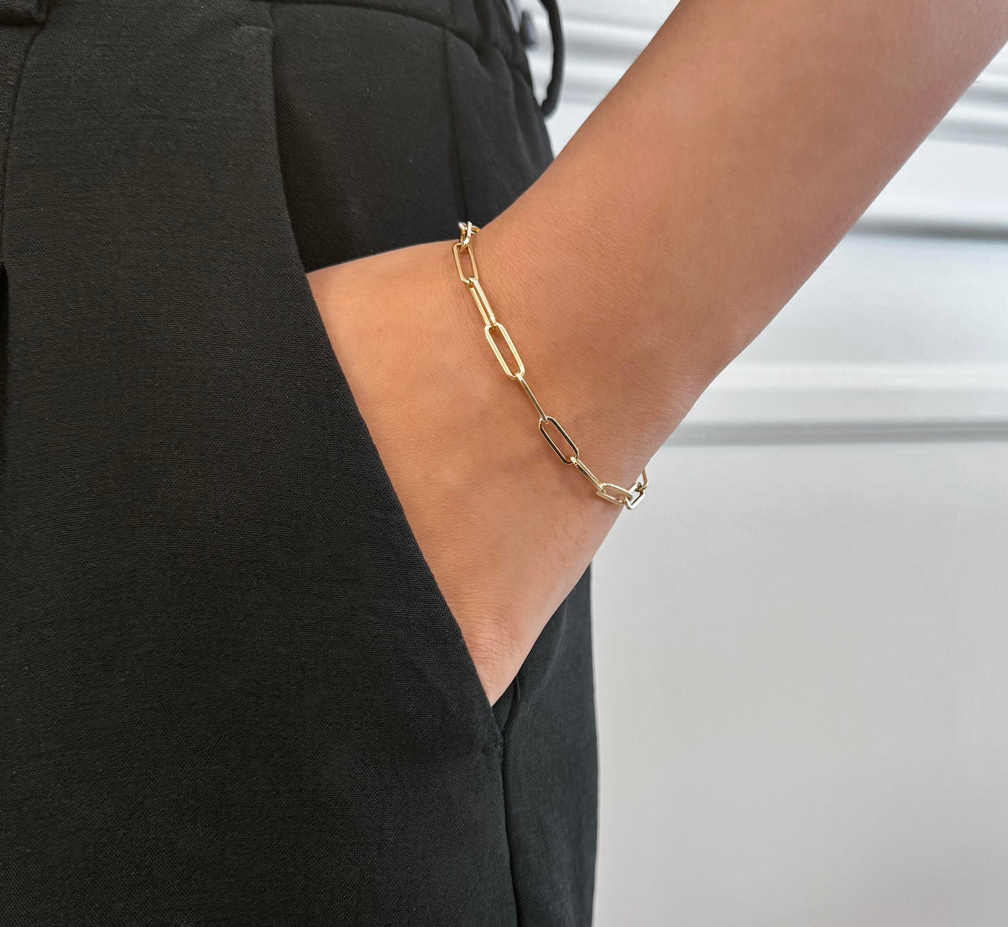 14kt yellow gold 3.85mm solid paperclip 7" bracelet