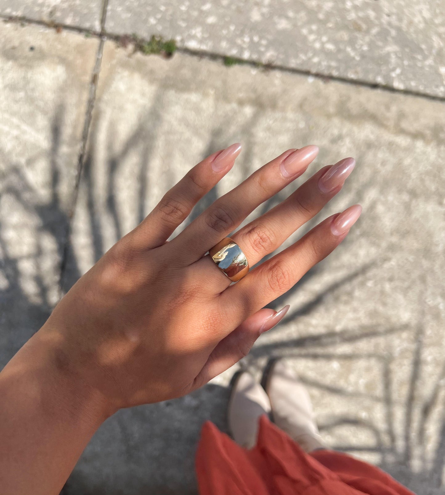 14k yellow gold 13mm tapered dome ring size 7.25
