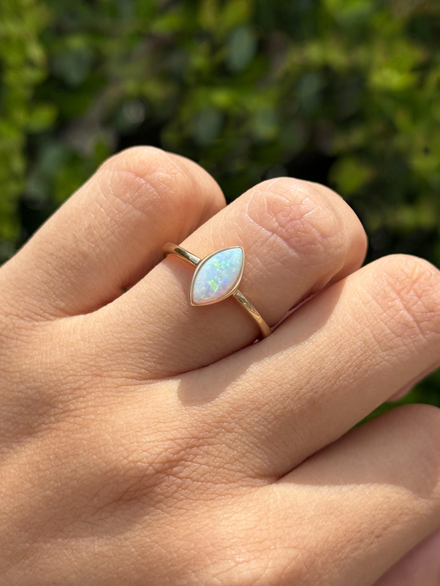 14KT YELLOW GOLD MARQUISE AUSTRALIAN OPAL RING